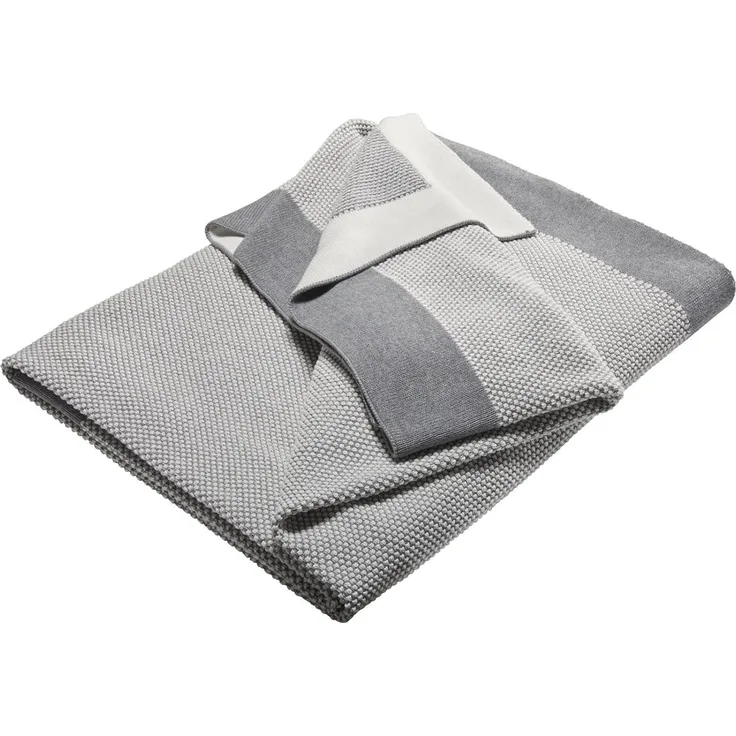Bio Kuscheldecke für Erwachsene 100% Bio-Baumwolle (kbA) GOTS zertifiziert, Hellgrau Melange, 150x200 cm