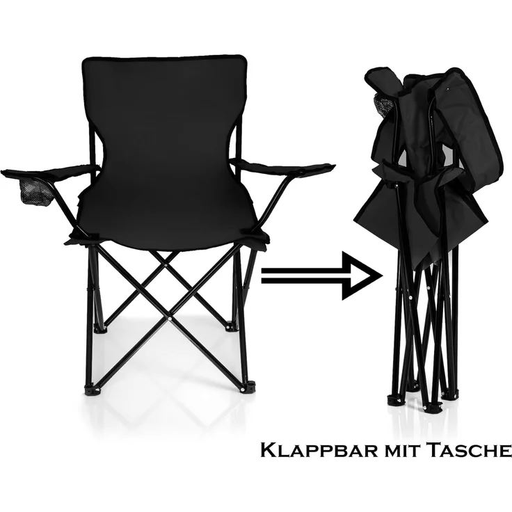 BigDean Campingstuhl Faltstuhl Campingstuhl Anglerstuhl Getränkehalter Klappstuhl (Packung, 1 St), Schwarz, Klappbar, Getränkehalter, Tragetasche – Bild 4