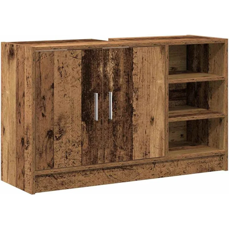 vidaXL Badezimmerschrank mit Tür Altholz 90 x 29 x 55 cm Holzwerkstoff 869209 – Bild 1