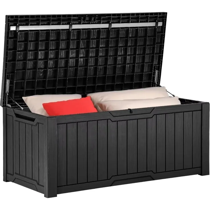 YITAHOME Gartenbox Wasserdicht, 450 Liter Groß Outdoor Garten Auflagenbox, Abschließbarem kissenbox Wetterfest Garten Aufbewahrungsbox mit Seitengriffen für Gartengeräten Poolzubehör,Schwarz