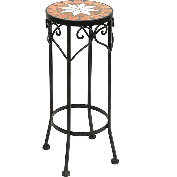 DanDiBo Blumenhocker Mosaik Rund 46 cm Blumenständer 12011 Beistelltisch Pflanzenständer Mosaiktisch