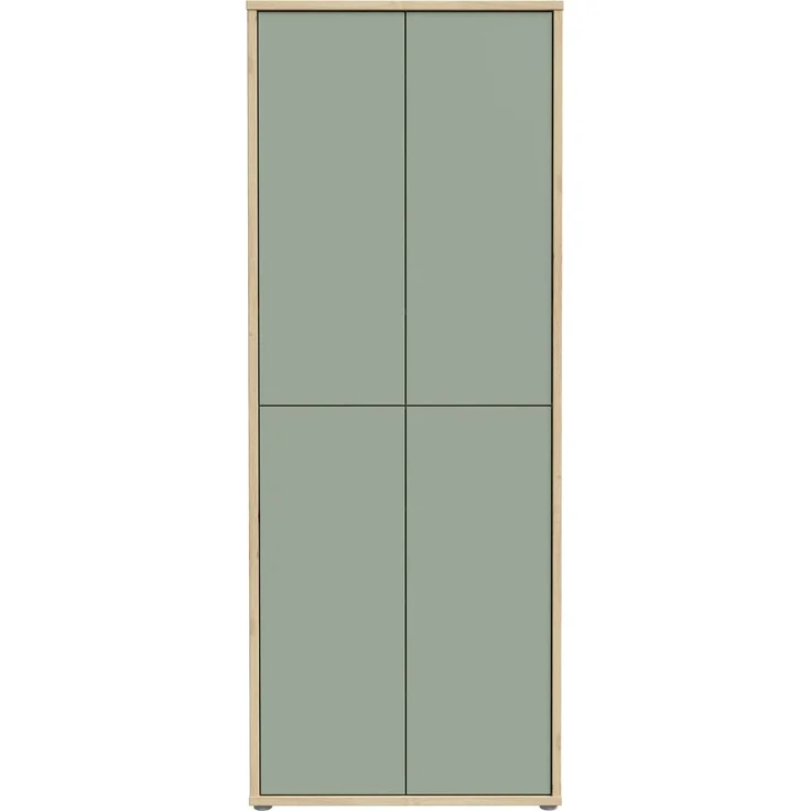 Forte ALICE SPRINGS Schuhschrank 70 80, moderner Flurschrank mit 4 Türen und 8 Einlegeböden, Holzwerkstoff, Salbei / Artisan Eiche Holzdekor, 74,5 cm breit x 191,9 cm hoch x 34,9 cm tief – Bild 3