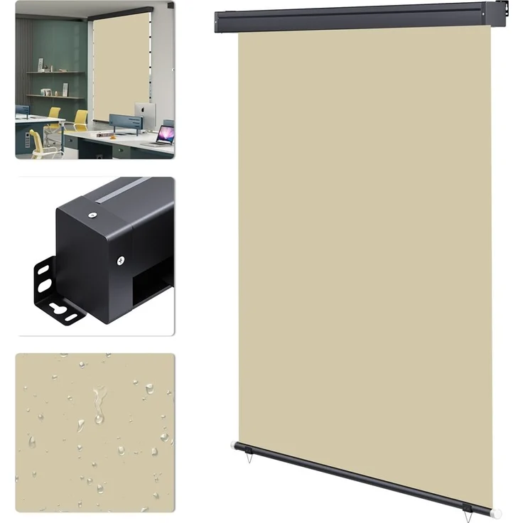 Senkrechtmarkise ausziehbar Seitenmarkise Windschutz 100x250cm Beige – Bild 1