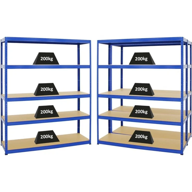 PROREGAL Mega Deal 3er-Set Schwerlastregale Giant Elephant 180 x 150 x 45 cm mit 5 Ebenen Fachlast 200kg Blau, Kellerregal, Steckregal, Garagenregal, Lagerregal