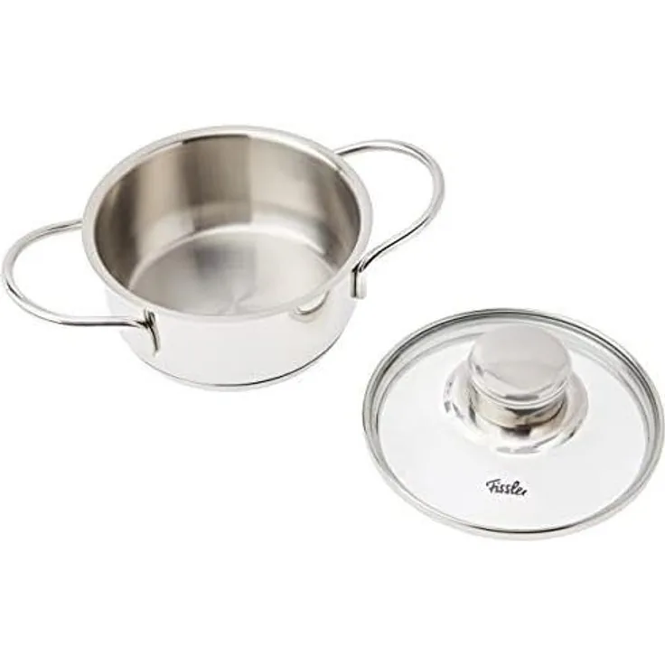 Fissler Kochtopf häppchen, Ø 12 cm, Edelstahl 18/10 (2-tlg), Induktions-geeignet, inklusive Glasdeckel