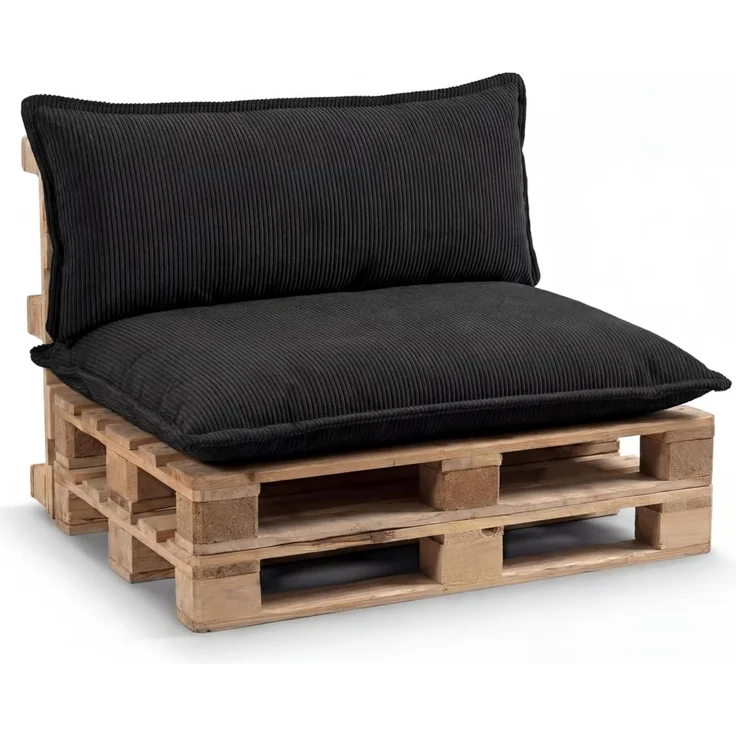 Gutekissen® Palettenkissen Glatte Kissen mit Paspel, Palettenauflagen Sitzkissen Rückenlehne Glatt PLL (Schwarz, Rückenlehne 120x40)