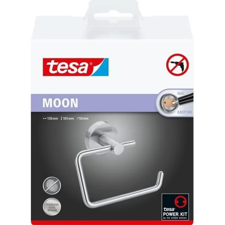 Tesa Toilettenpapierhalter Moon aus Edelstahl inkl. Klebelösung – Bild 2