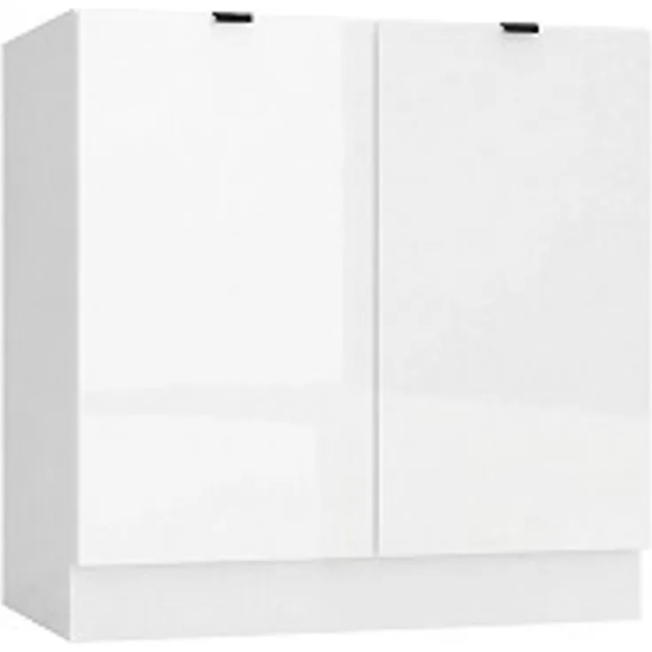 Alice D80ZL Spülenunterschrank mit 2 Türen, 80 x 82 x 44,6 cm, Weiß Hochglanz, ohne Arbeitsplatte