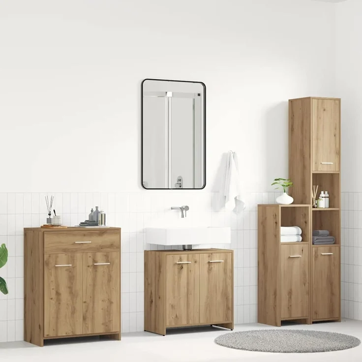 vidaXL 4-tlg. Badmöbel-Set Artisan-Eiche Holzwerkstoff 3328942 – Bild 1