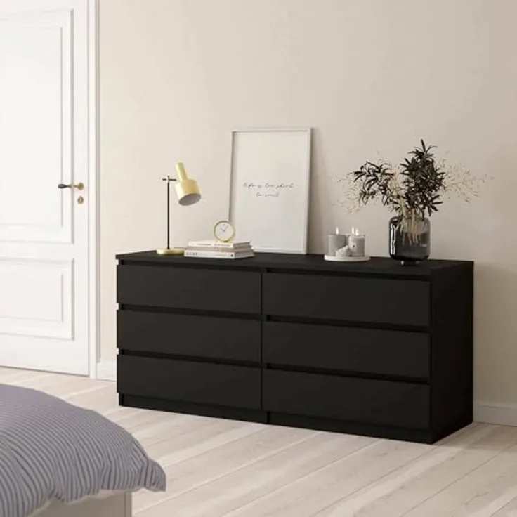 Dmora - Kommode Ingrid, Mehrzweckkommode, Schlafzimmerkommode, Schrank mit Schubladen, 154x50 h70 cm, Schwarz