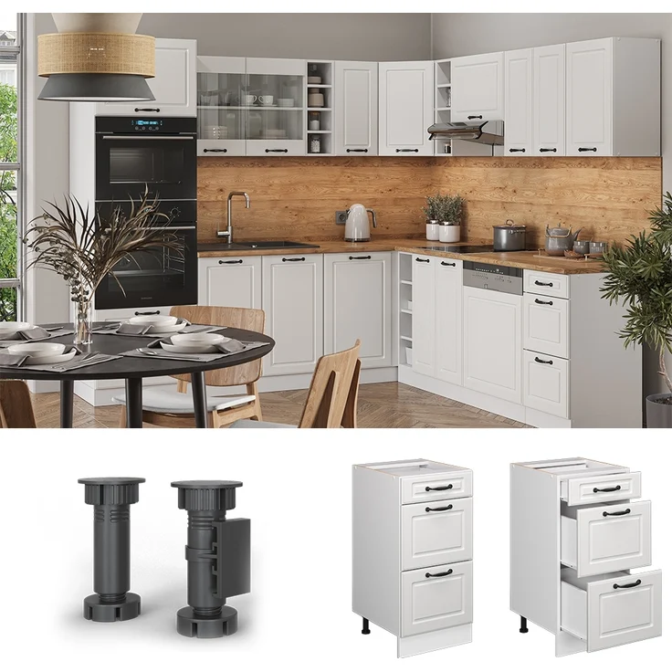 Küchenunterschrank R-Line Weiß Landhaus 40 cm AP Marmor Vicco – Bild 2