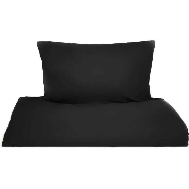 Einfarbige Bettwäschen-Sets für Einzel- und Doppelbetten, 100% Baumwolle Schwarz 155x200 cm – Bild 1