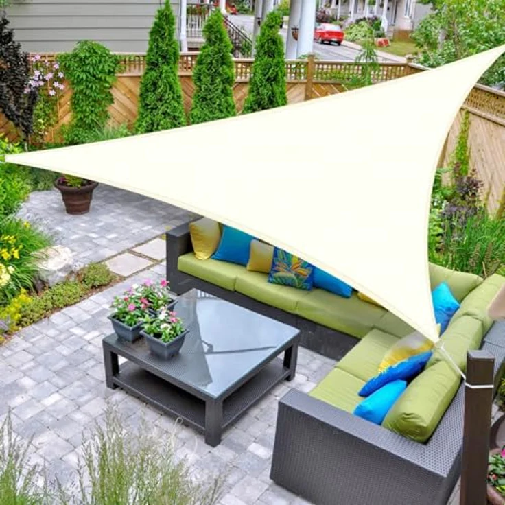 AXT SHADE Sonnensegel Wasserdicht Dreieckig 3,6 x 3,6 x 3,6 m Wetterschutz Sonnenschutz PES Polyester mit UV Schutz für Terrasse Balkon Garten-Creme(Wir Machen Sondergrößen) – Bild 2
