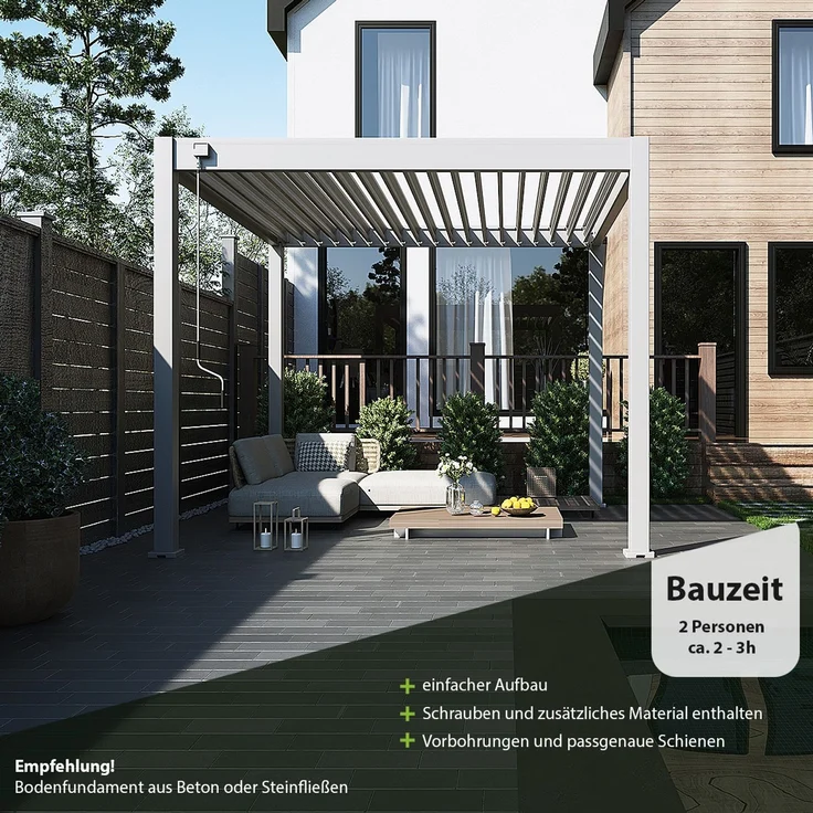 Weide 'Classic' Pergola, freistehend, Aluminium / Stahl beige, 300 x 300 x 255 cm – Bild 5