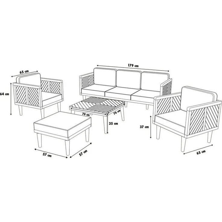 Primaster Gartenmöbel-Set Minori Lounge Set Sitzgruppe Akazienholz Bank Tisch – Bild 3