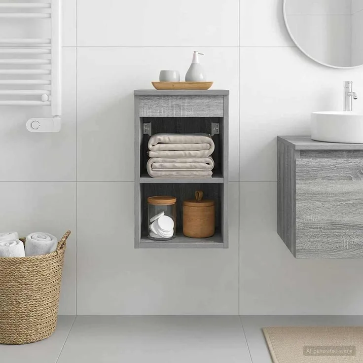 vidaXL Badezimmerschrank Grau Sonoma 30 x 44,5 x 50 cm Holzwerkstoff 890355
