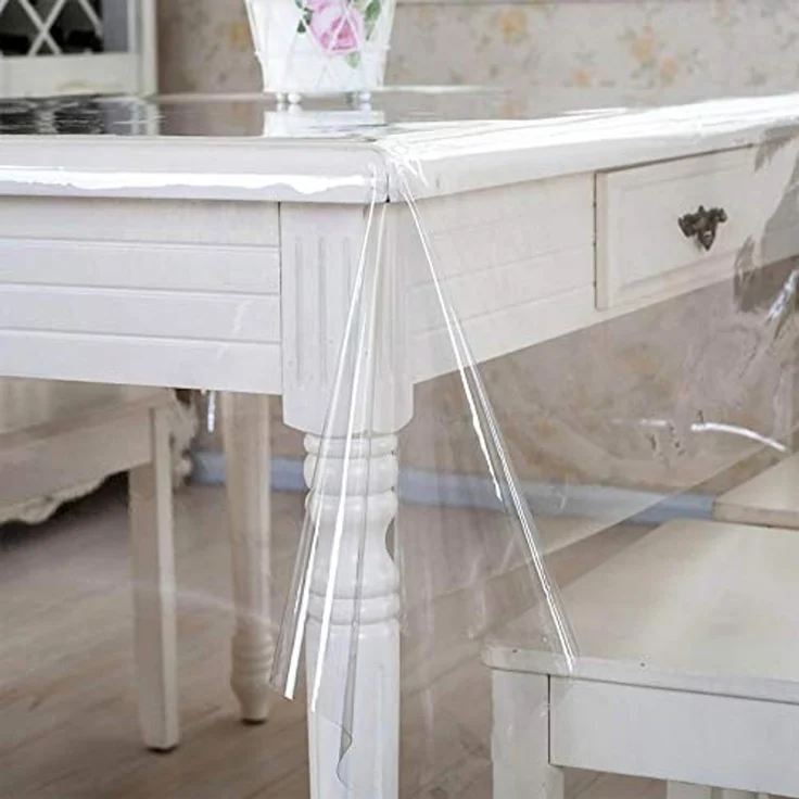 ANRO Tischdecke KLARA abwaschbar Tischfolie transparent Gartentischdecke 0,2mm (Einzelstück 1-tlg), wasserabweisend Durchsichtig Transparent Breite 140cm – Bild 1