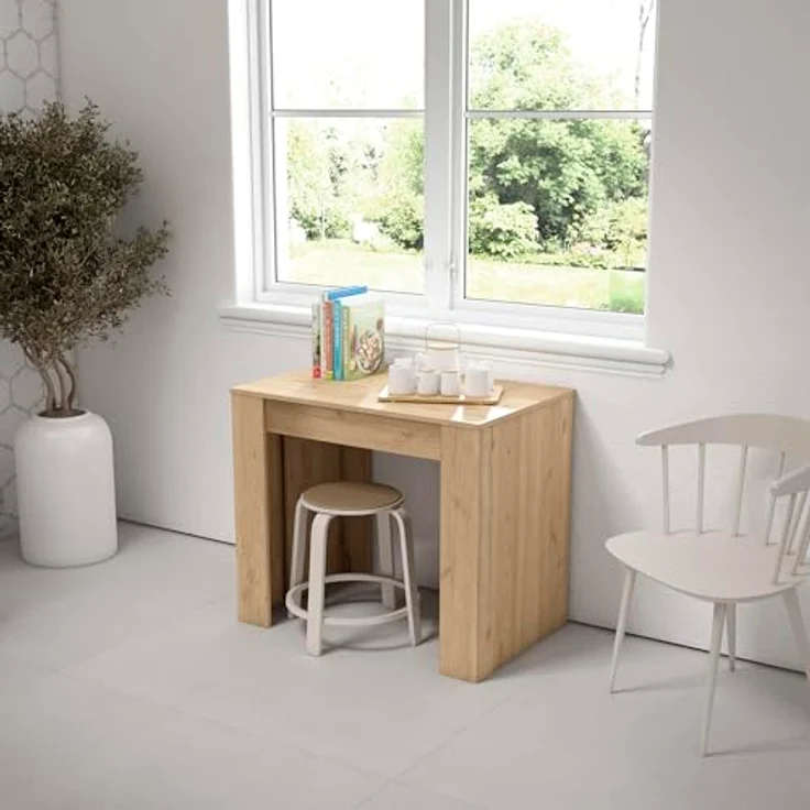 Skraut Home | Ausziehbarertisch | Multifunktionaler ausziehbarer | 260 | Für 12 Gäste | Esszimmertische | Moderner Stil | Eiche – Bild 5