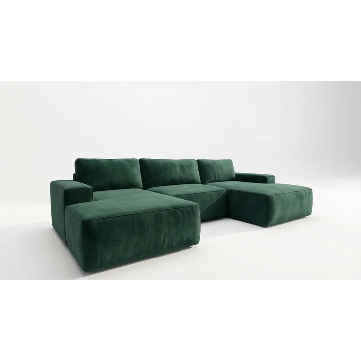 Ecksofa EINAR 362x170 cm mit Schlaffunktion, Bonellfederkern und Bettkasten, Farbe: Grün – Bild 2