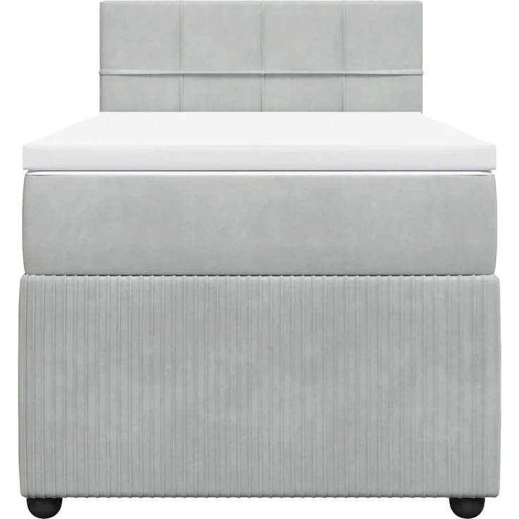 vidaXL Boxspringbett mit Matratze Hellgrau 90x190 cm Samt 3287626 – Bild 4