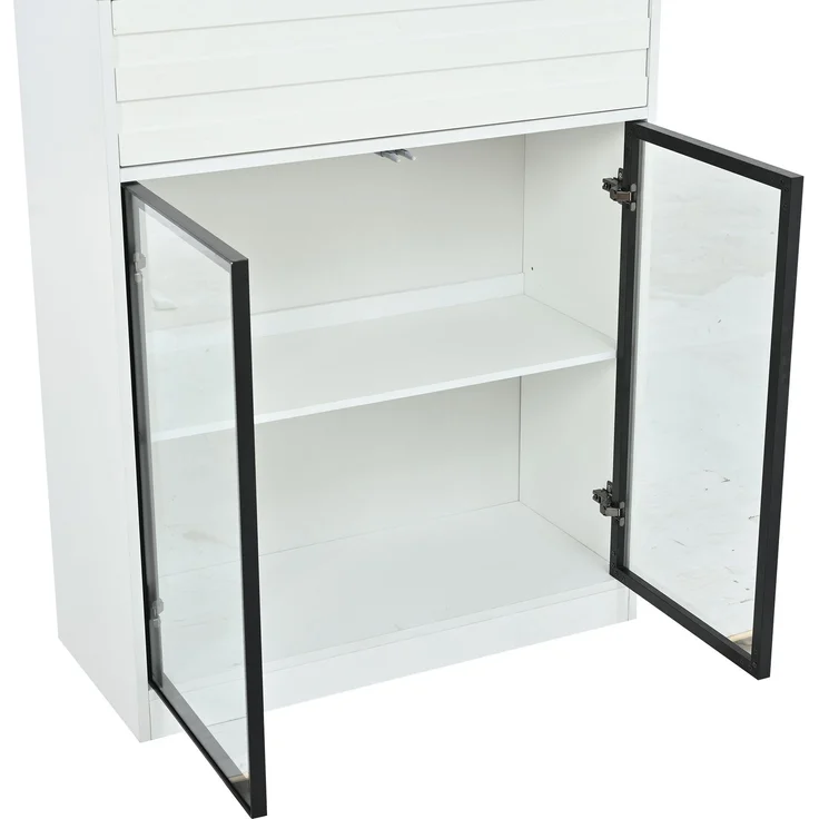 Vitrine 80 x 35 x 200 cm in Weiß mit 4 Glastüren und App-gesteuerter LED-Beleuchtung – Bild 10
