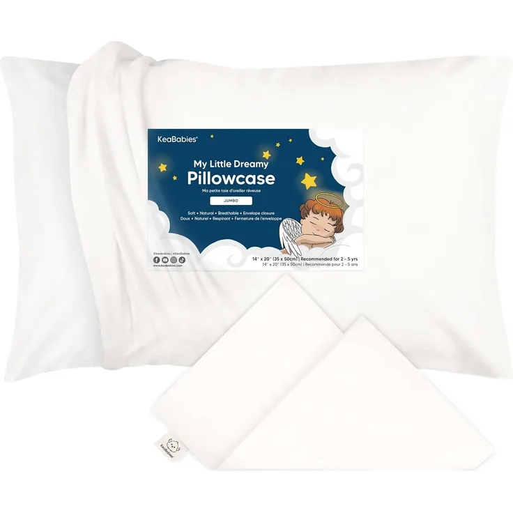 KeaBabies Kinder Kissenbezug, Bio-Baumwolle - 35x51 cm Kopfkissen Kissenbezug für Jungen, Mädchen, Weicher und Strapazierfähiger Baumwollbezug für Miniatur-Schlafkissen, niedliche Farben (Soft White)