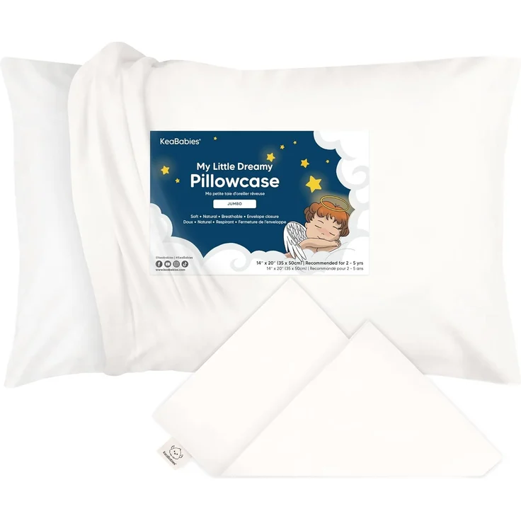 KeaBabies Kinder Kissenbezug, Bio-Baumwolle - 35x51 cm Kopfkissen Kissenbezug für Jungen, Mädchen, Weicher und Strapazierfähiger Baumwollbezug für Miniatur-Schlafkissen, niedliche Farben (Soft White) – Bild 1