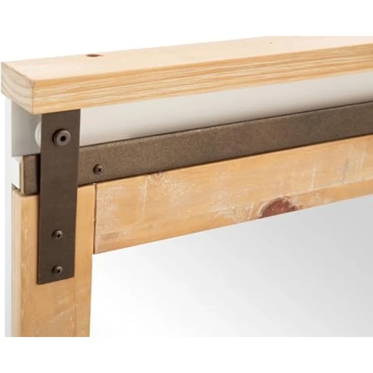 Rustikaler Capera Spiegel 70x70cm Massivholz weiß braun mit Ablage Wandspiegel für Bad | massivum – Bild 3