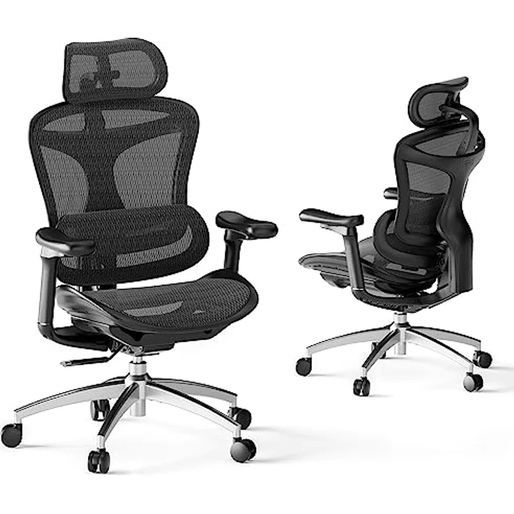 SIHOO Doro C300 Ergonomischer Bürostuhl mit ultraweichen 3D-Armlehnen, dynamischer Lordosenstütze, Verstellbarer Rückenlehne (Schwarz) – Bild 1