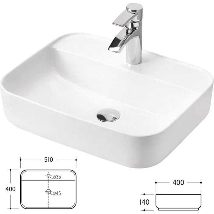 Badezimmer Waschplatz Set mit Keramik Aufsatzbecken Hochglanz weiß mit Wotan Eiche Nb. LUTON-56, B/H/T ca. 80/200/46 cm – Bild 4