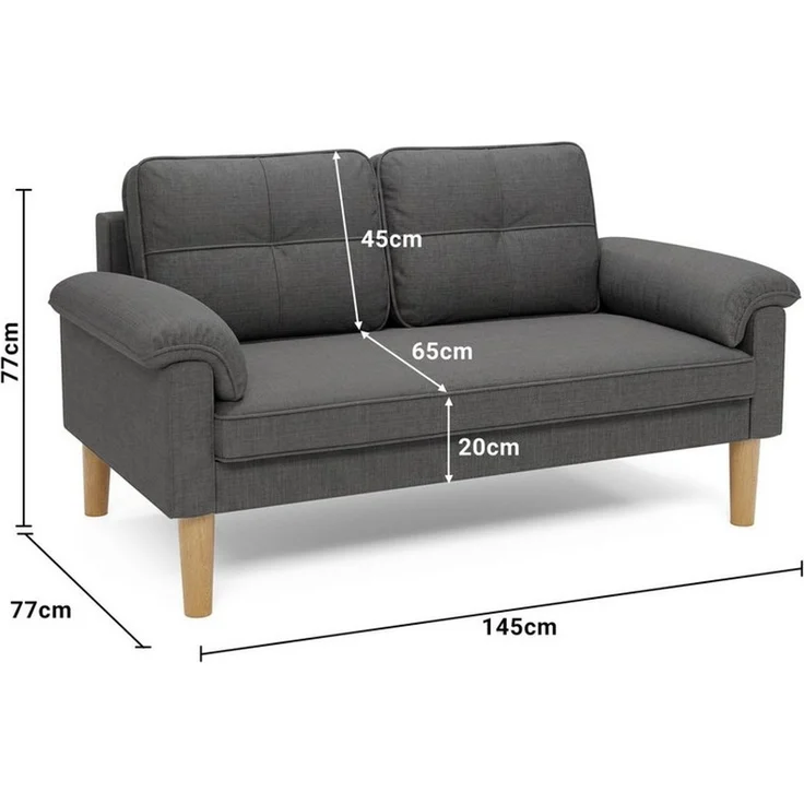 Bealife 2-Sitzer Kleine Couch, mit Armlehne und Seitentasche, 144 x 77 x 77 cm – Bild 3