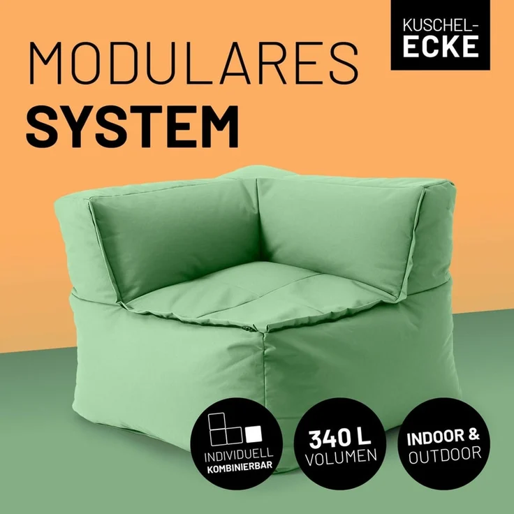 Lumaland Sitzsack In- & outdoor Sofa individuell kombinierbar mit dem Modularen System, Sessel wasserfest abnehmbarer Bezug erweiterbar waschbar – Bild 2