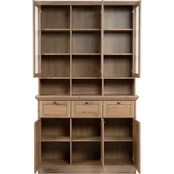 Buffet >Timber< Landhaus, 6 Türen, 3 Schubladen, in Glas / Artisan Eiche Dekor - 120x200x40cm (BxHxT) – Bild 5