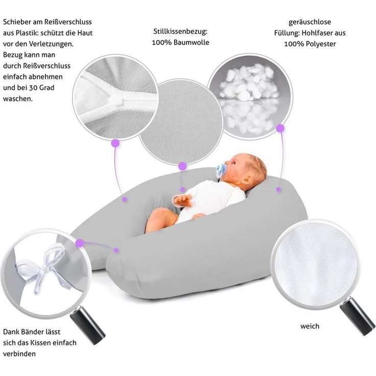 Amilian Stillkissen XXL - Seitenschläferkissen - Schwangerschaftskissen - Lagerungskissen, Pregnancy Pillow - Stillkissen 170 cm - Body Pillow - Schlafkissen Seitenschläfer, Seitenschläferkissen Schwangerschaft - Kissen – Bild 2