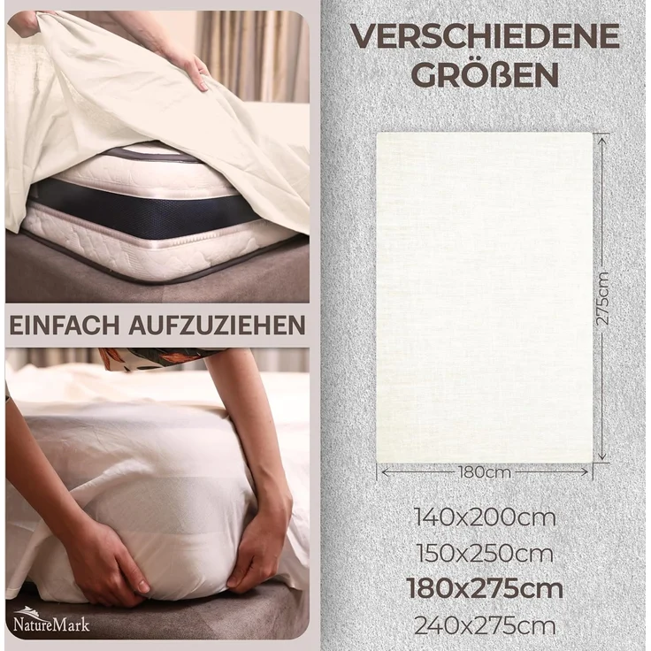 GREEN MARK Textilien Klassische Bettlaken | Betttuch | Laken | Leintuch | Haustuch 100% Baumwolle ohne Gummizug vielen Größen und Farben Größe: 180x275 cm, Natur/Creme – Bild 5