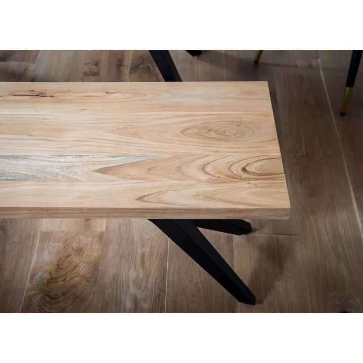 Esszimmerbank 160x45x45cm Akazie Massivholz Metall Loft-Style Industrial – Bild 4