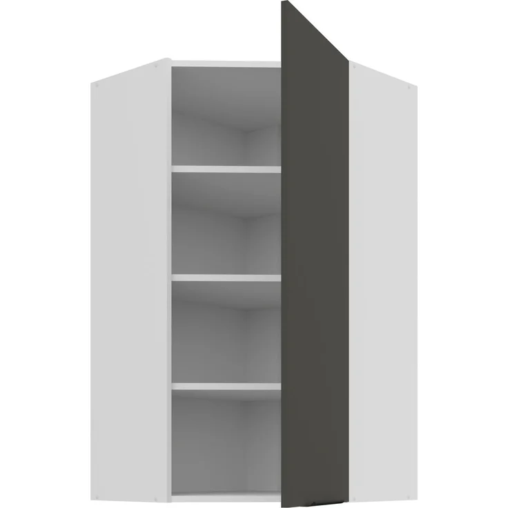 Küchen Eckhängeschrank 60x60 cm - Höhe 90 cm Küche ARIA Graphite ultra matt + Weiss matt, hochwertige Fronten mit Anti Fingerprint Beschichtung Küchenzeile Küchenblock – Bild 3