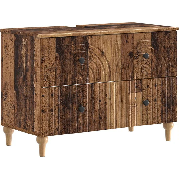 vidaXL 4-teiliges Badezimmer-Schrank-Set ALKMAAR Altholz Holzwerkstoff 3417916 – Bild 4