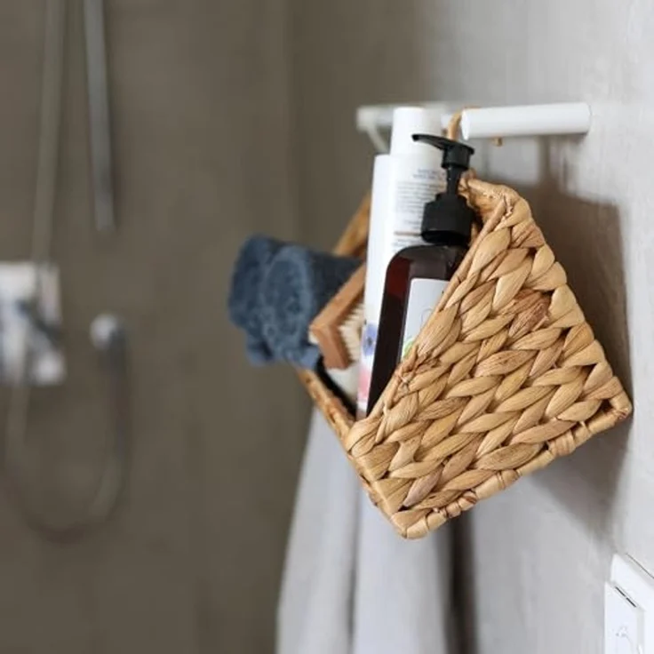 HMF Hängeaufbewahrung Hängekorb geflochten aus Wasserhyazinthe, Aufbewahrungskorb zum Aufhängen, 40 x 15 x 15 cm – Bild 7