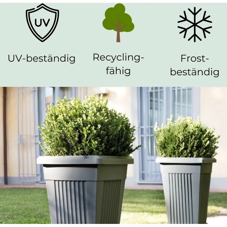 Pflanzkübel Groß Außen Pflanzkübel Pyramide Blumenkübel Groß Blumenkübel Outdoor Pflanzenkübel Rechteckig Pflanzsäule Blumentopf mit Untersetzer Wasserablauf 60 Grau – Bild 8
