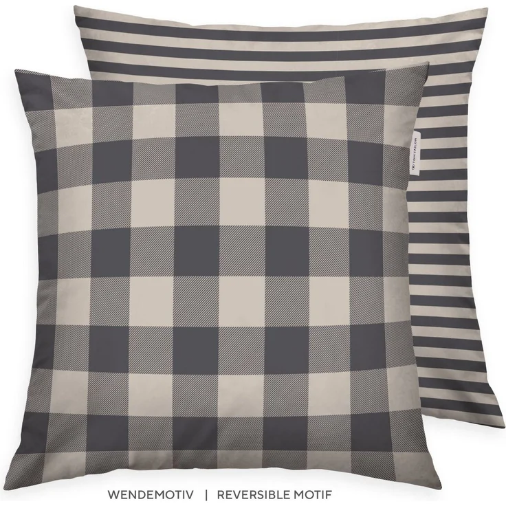 TOM TAILOR HOME Kissenbezüge new bedroom, Classic Check, 40x40cm oder 40x80cm, (1 Stück), Wendedesign mit Markenreißverschluss – Bild 1