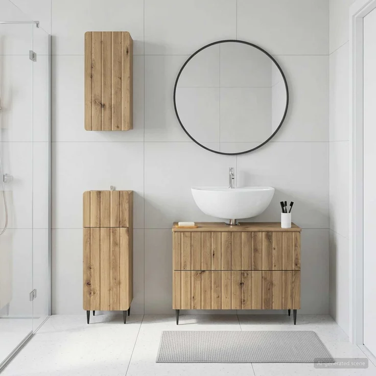 vidaXL 3-teiliges Badezimmer-Schranksystem ZWOLLE Artisan-Eiche 3417764 – Bild 1