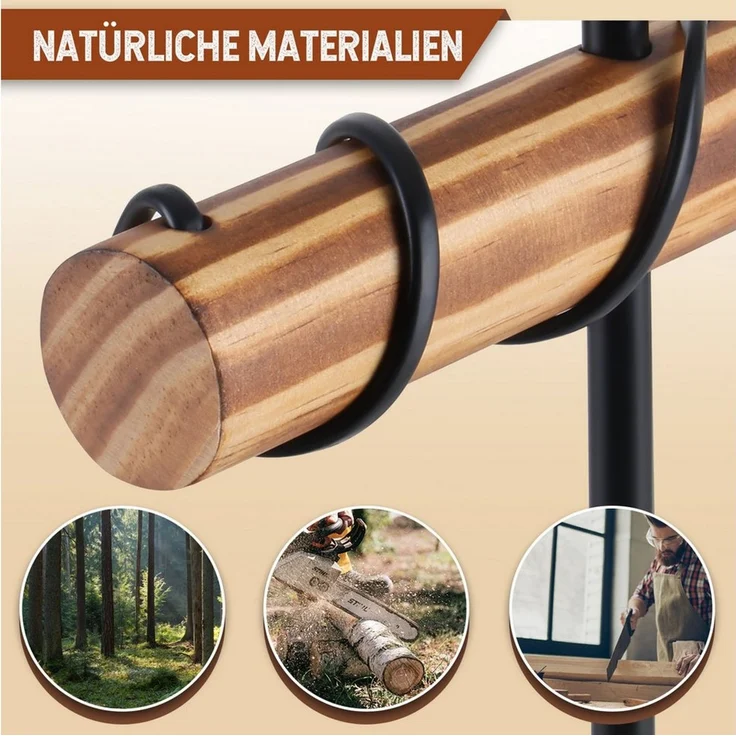 Nettlife Tischleuchte Vintage Industrie Metall Holz Schwarz E27 50cm Retro Nachttischleuchte, mit Kippschalter, LED wechselbar, ohne Leuchtmittel, Wohnzimmer Schlafzimmer Kinderzimmer Esszimmer – Bild 3