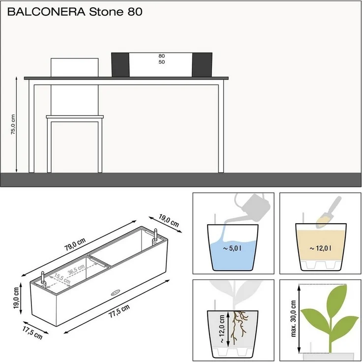 Lechuza Balkonkasten Balconera Stone 80 sandbeige – Bild 3