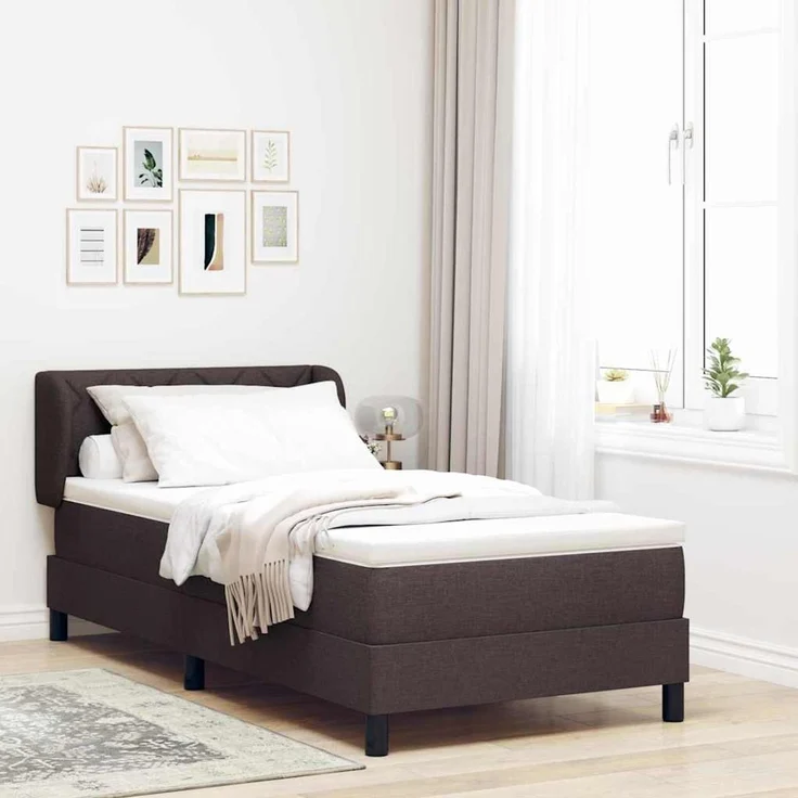 vidaXL Boxspringbett mit Kopfteil Dunkelbraun 90 x 200 cm Stoff 3340069 – Bild 1