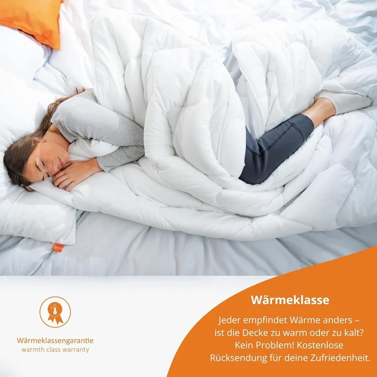 sleepling Winter Bettdecke 155x220 cm, Winterdecke Warm, Made in EU, Ökotex 100, Waschbar 60 Grad, Winterbettdecke 155x220, 100% feine Mikrofaser, Basic 100 – Bild 4