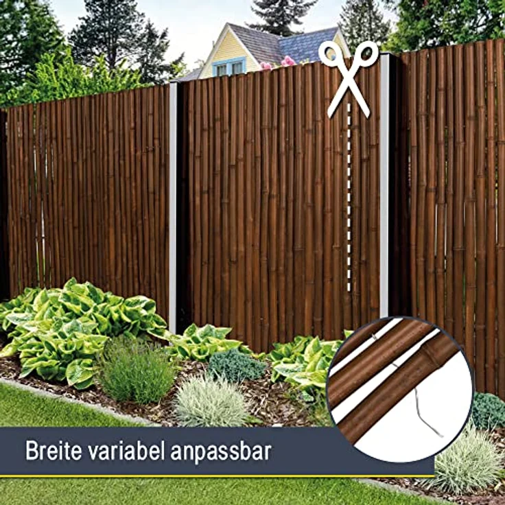 Sol Royal Premium Bambus Sichtschutz Zaun 200x250 cm B23 Dunkelbraun – hochwertig gehärtete Bambusrohre Ø 2-3cm, witterungsbeständiger Bambuszaun Indoor & Outdoor, Balkon Sichtschutz – Bild 5