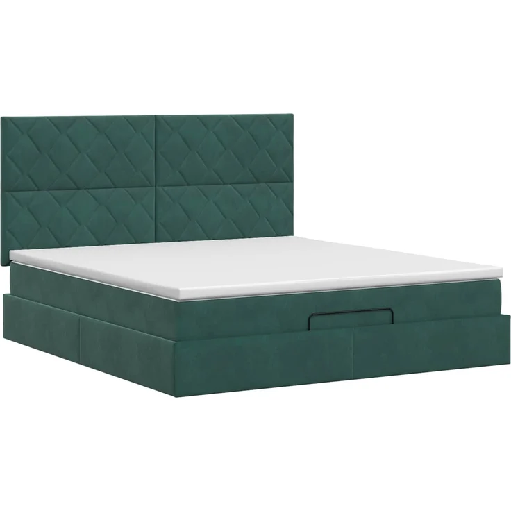 vidaXL Ottoman Bett mit Matratze Dunkelgrün 140 x 190 cm Samt 3457794 – Bild 8