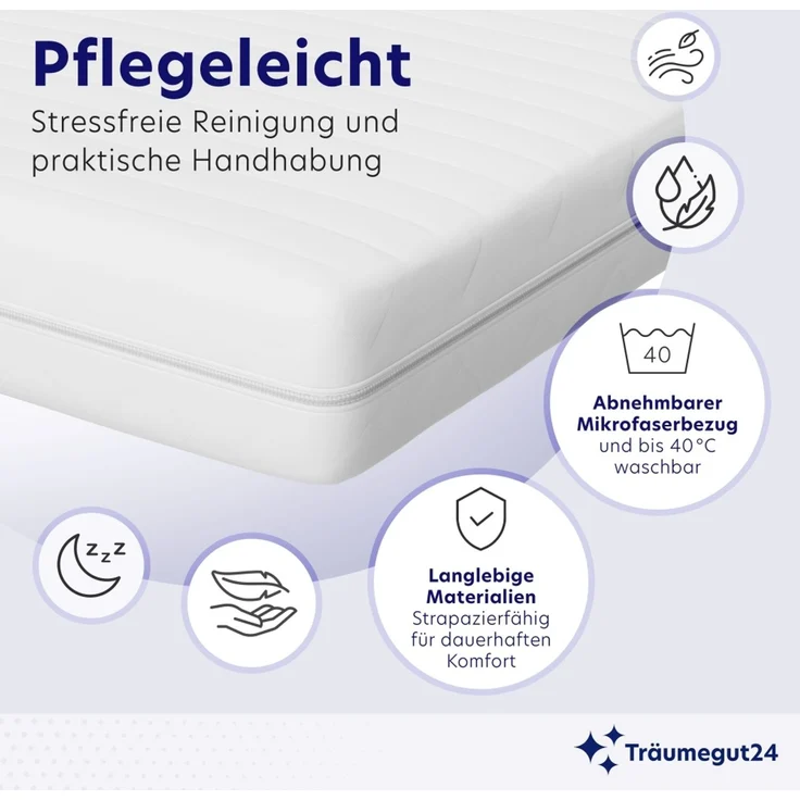 Träumegut24 - 10 cm ergonomischer 7-Zonen Kaltschaum Topper 140 x 200 cm Härtegrad H2 : 140 x 200 cm : H2 : 10 cm – Bild 6