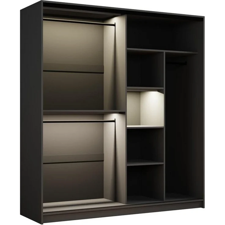 Compleo Schwebetürenschrank modern, Elegant Garderobe, Getöntes Glas LED-Beleuchtung – Bild 2